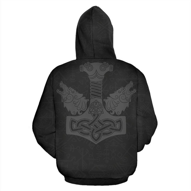 Thor s hammer Hoodie Patterns Viking TH5-ALL OVER PRINT HOODIES (P)-HP Arts-Hoodie-S-Black-Vibe Cosy™