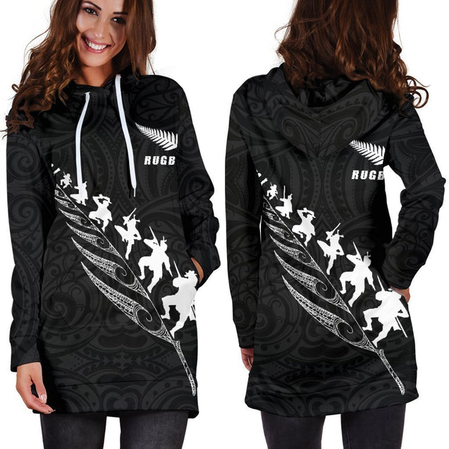 Rugby Haka Fern Hoodie Dress K24-Apparel-HD09-Hoodie Dress-S-Vibe Cosy™