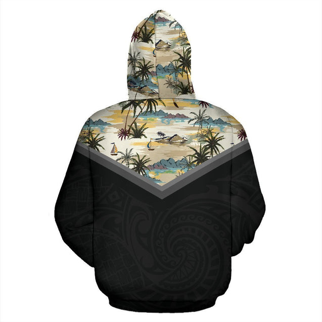 Hawaii Vintage Pattern Hoodie Painted Picture - AH - J9-ALL OVER PRINT ZIP HOODIES (P)-Phaethon-Zip-Up Hoodie-S-Vibe Cosy™