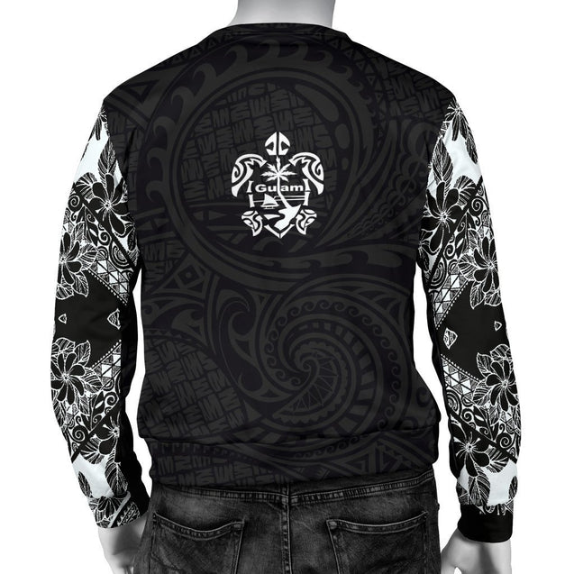 Guam Men's Sweater - Polynesian Turtle - BN09-SWEATERS-HP Arts-Guam-S-Black-Vibe Cosy™