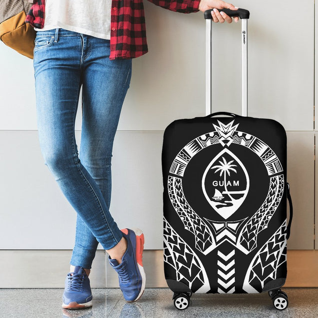 Guam Luggage Cover - Polynesian Tribal - BN04-LUGGAGE COVERS-Polynesian Print-Guam-Small 18-22 in / 45-55 cm-Black-Vibe Cosy™