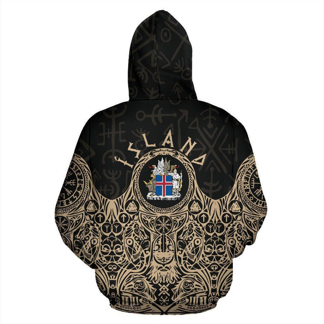 Iceland Vikings Coat of Arms Hoodie Golden-Apparel-HP Arts-Hoodie-S-Vibe Cosy™