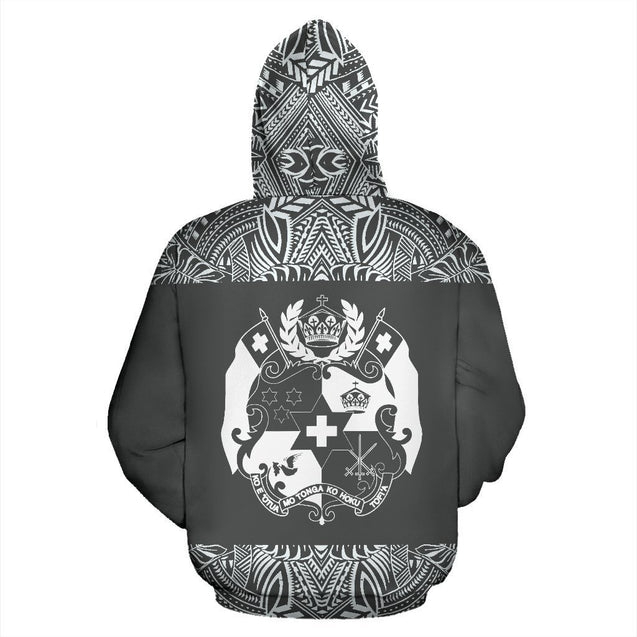 Tonga All Over Hoodie - Polynesian Grey And White - BN09-Apparel-Phaethon-Hoodie-S-Vibe Cosy™