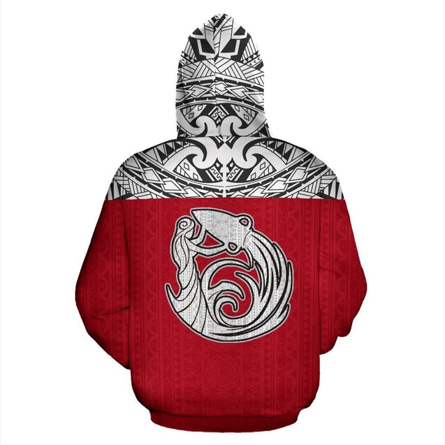 Aquarius Zodiac- Poly All Over Hoodie Red Version NTH140851-Apparel-NTH-Hoodie-S-Vibe Cosy™