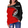 Aotearoa Rugby Fern Off Shoulder Sweater Red K4-WOMENS OFF SHOULDER SWEATERS-HD09-Women's Off Shoulder Sweater - .-2XS-Vibe Cosy™