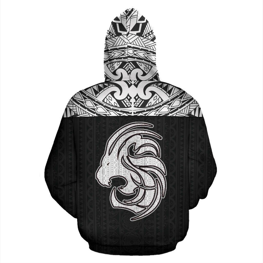 Leo Zodiac - Poly All Over Hoodie Black Version NTH140836-Apparel-NTH-Hoodie-S-Vibe Cosy™