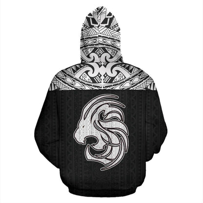 Leo Zodiac - Poly All Over Hoodie Black Version NTH140836-Apparel-NTH-Hoodie-S-Vibe Cosy™