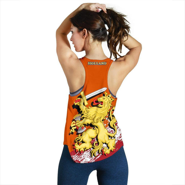 (Holland) Netherlands Lion Special Women's Racerback Tank A7-Apparel-Phaethon-Tank Top-S-Vibe Cosy™