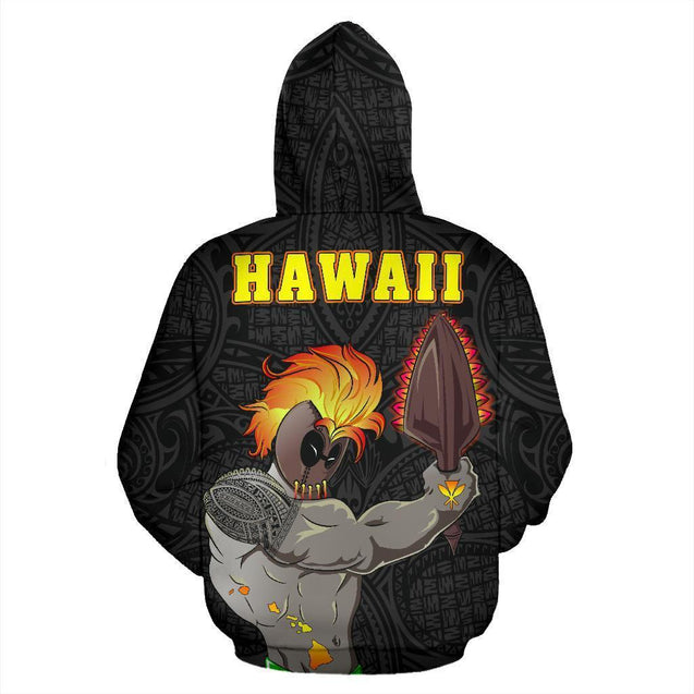 Hawaii Warrior Kanaka Map Polynesian Hoodie - AH - J1-Apparel-Phaethon-Hoodie-S-Vibe Cosy™