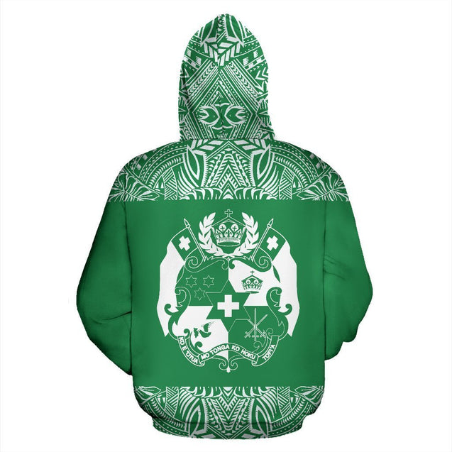 Tonga All Over Hoodie - Polynesian Green And White - BN09-Apparel-Phaethon-Hoodie-S-Vibe Cosy™