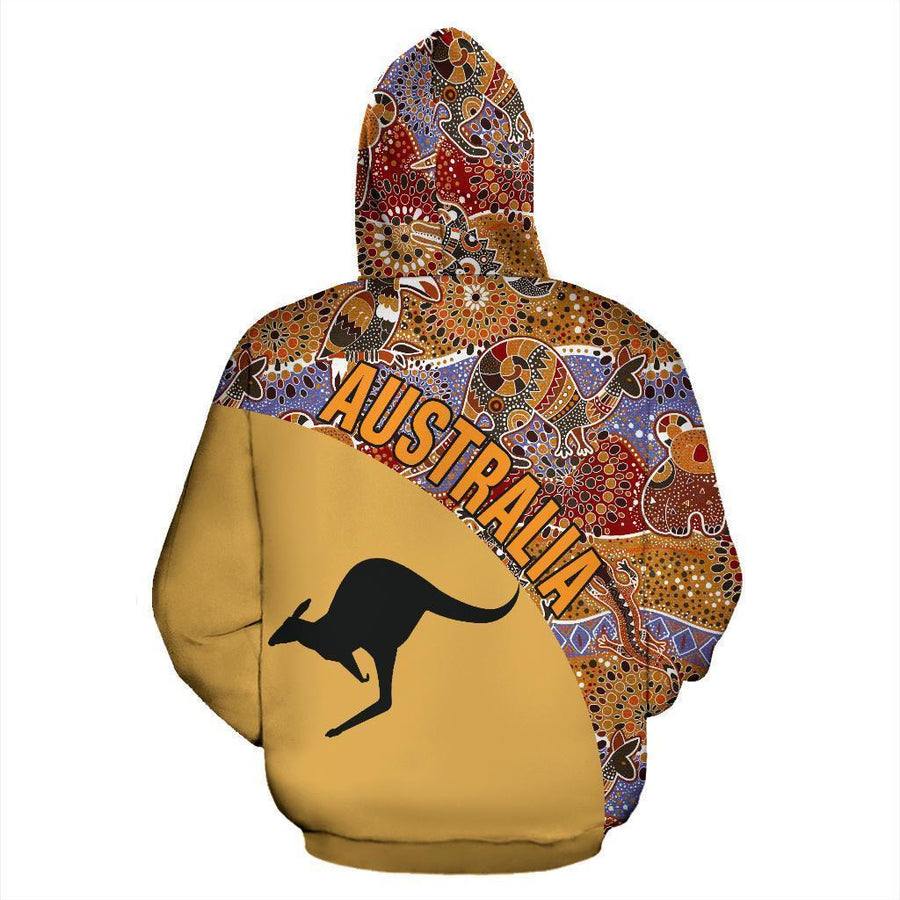 Australia Hoodie Aboriginal Wave Kangaroo NNK 1418-Apparel-PL8386-Hoodie-S-Vibe Cosy™