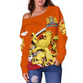 (Holland) Netherlands Lion Special Off Shoulder Sweater A7-WOMENS OFF SHOULDER SWEATERS-Phaethon-Women's Off Shoulder Sweater - .-2XS-Vibe Cosy™