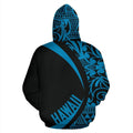 Hawaii Polynesian Tribal Hoodie - Circle Style Blue Color 2.0 - AH-ALL OVER PRINT HOODIES (P)-Phaethon-Zip-Up Hoodie-S-Vibe Cosy™