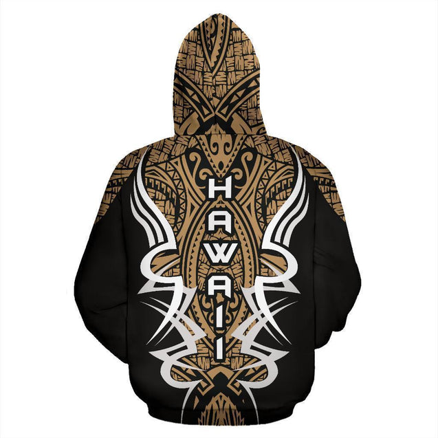 Hawaii Turtle Tribal Golden Hoodie - Armor Style - AH J9-ALL OVER PRINT HOODIES (P)-Phaethon-Hoodie-S-Vibe Cosy™