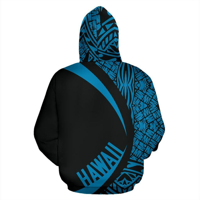 Hawaii Polynesian Tribal Zip-up Hoodie Blue Color - Circle Style - AH-ALL OVER PRINT ZIP HOODIES (P)-Phaethon-Zip-Up Hoodie-S-Vibe Cosy™