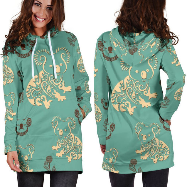 Australia Koala Women's Hoodie Dress NN8-HOODIE DRESSES-HP Arts-Hoodie Dress-XS-Vibe Cosy™