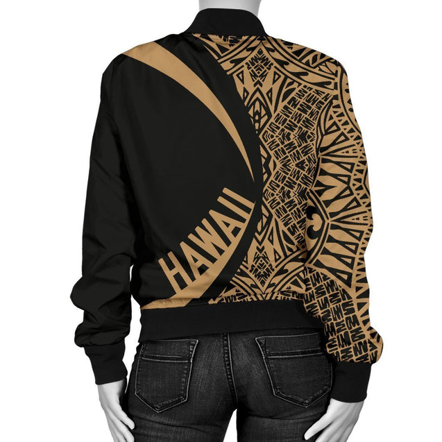 Hawaii Coat Of Arm Women's Bomber Jacket - Circle Style 05 - AH - J1-BOMBER JACKETS (P)-Phaethon-Women's Bomber Jacket-S-White-Vibe Cosy™