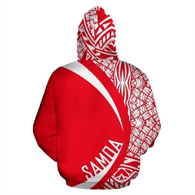 Samoa Polynesian Hoodie - Circle Style White And Red Color-ALL OVER PRINT HOODIES (P)-Phaethon-Zip-Up Hoodie-S-Vibe Cosy™