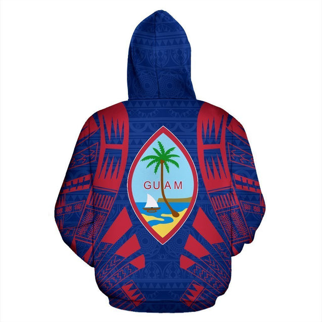 Guam All Over Zip-Up Hoodie - Polynesian Tattoo Style-ALL OVER PRINT ZIP-UP HOODIES-HP Arts-Zip-Up Hoodie-S-White-Vibe Cosy™