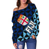 Fiji Polynesian Women's Off Shoulder Sweater Coat Of Arms-Apparel-Khanh Arts-Women's Off Shoulder Sweater-S-Vibe Cosy™