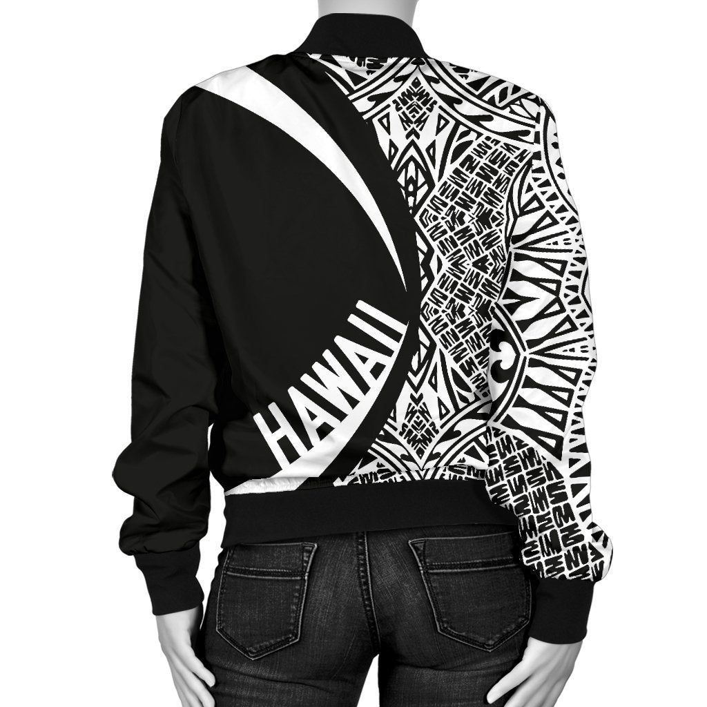 Hawaii Coat Of Arm Women's Bomber Jacket - Circle Style 01 - AH - J1-BOMBER JACKETS (P)-Phaethon-Women's Bomber Jacket-S-White-Vibe Cosy™