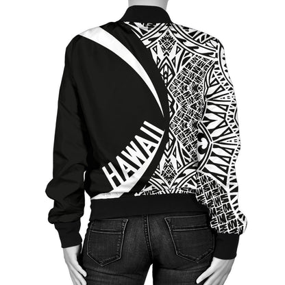 Hawaii Coat Of Arm Women's Bomber Jacket - Circle Style 01 - AH - J1-BOMBER JACKETS (P)-Phaethon-Women's Bomber Jacket-S-White-Vibe Cosy™