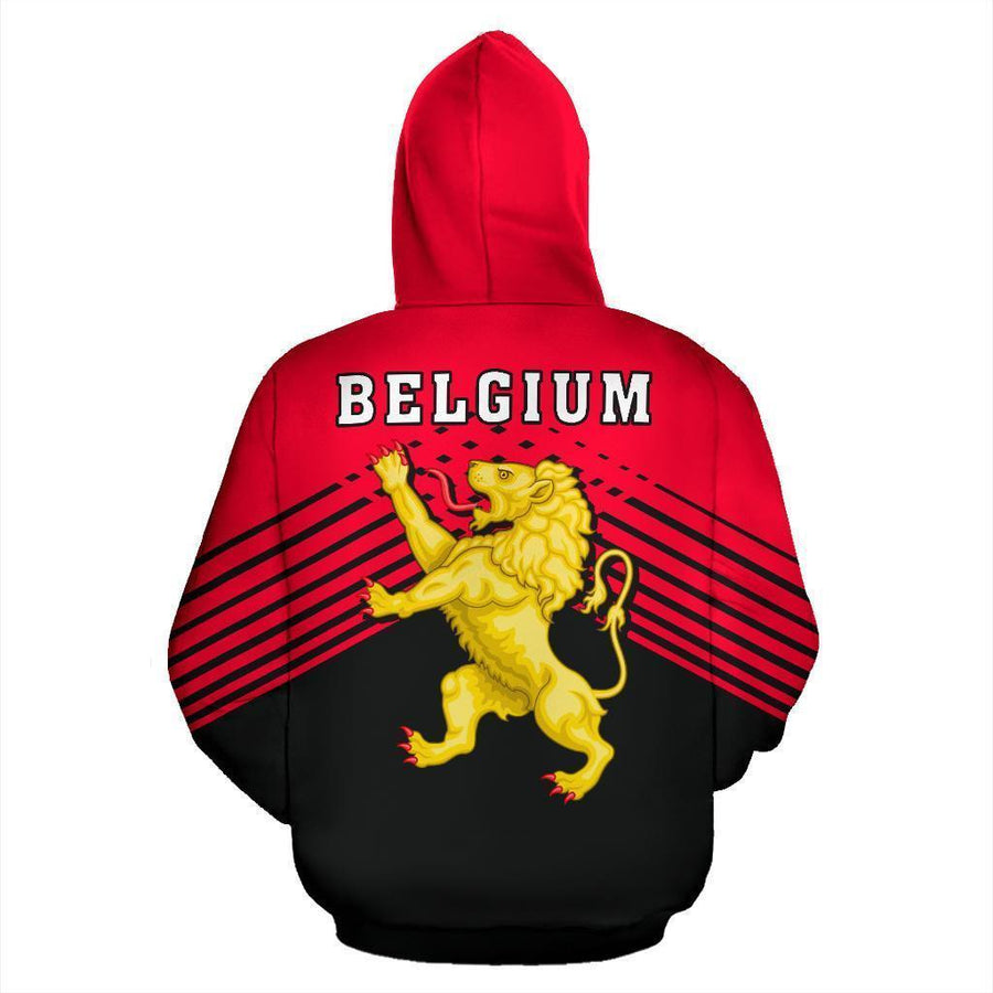 Belgium Sport Flag Hoodie - Stripes Style 02 - J4-Apparel-HD09-Hoodie-S-Vibe Cosy™