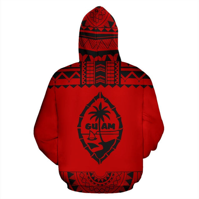 Guam All Over Hoodie - Polynesian Red And Black - BN09-ALL OVER PRINT HOODIES-HP Arts-Hoodie-S-Red And Black-Vibe Cosy™