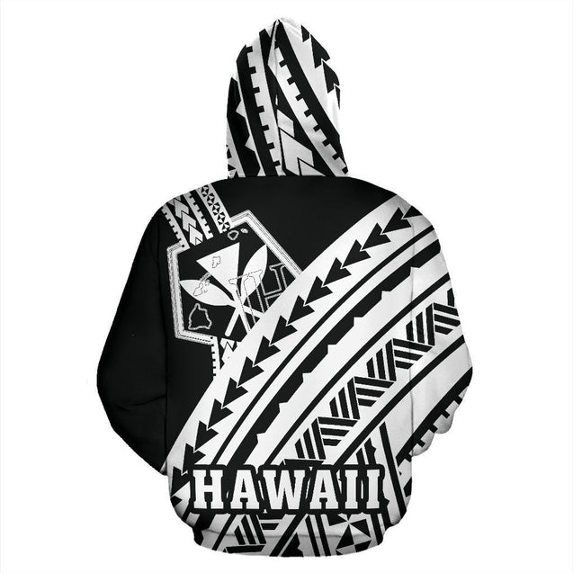 Hawaii Kanaka Polynesian Hoodie - Poly Style White And Black - AH - J1-ALL OVER PRINT HOODIES (P)-Phaethon-Hoodie-S-Vibe Cosy™