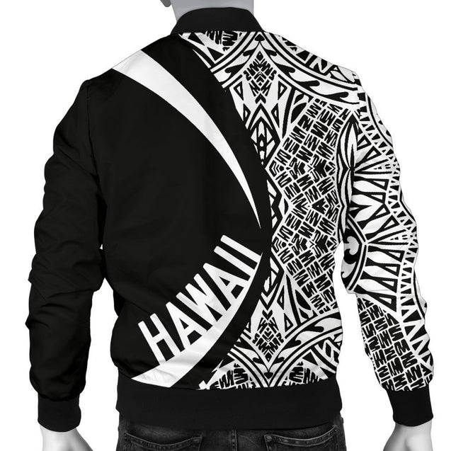 Hawaii Coat Of Arm Polynesian Men's Bomber Jacket - PL-BOMBER JACKETS (P)-PL8386-Men's Bomber Jacket-S-White-Vibe Cosy™