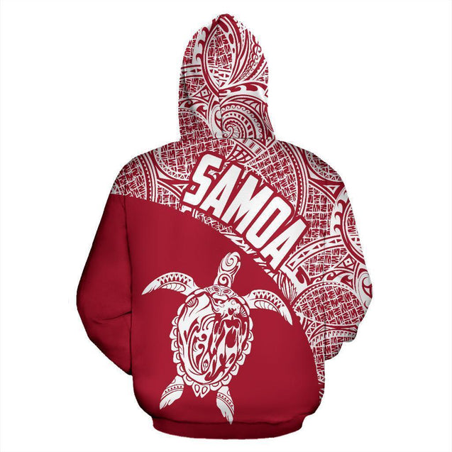 Samoa Hoodie Turtle Mermaid Polynesian Red-ALL OVER PRINT ZIP HOODIES (P)-Phaethon-Hoodie-S-Vibe Cosy™