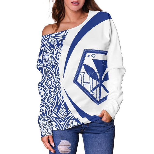 Kanaka Polynesian Women's Off Shoulder Sweater 01 - J4-WOMENS OFF SHOULDER SWEATERS-Phaethon-Women's Off Shoulder Sweater-2XS-White-Vibe Cosy™