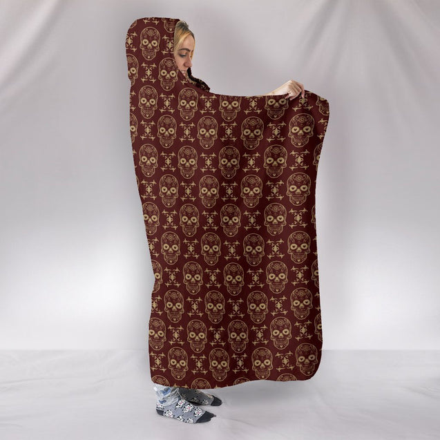 Custom Hoodie Blanket - Sugar Skulls-6teenth World™-Hooded Blanket-Youth 60"x45"-Vibe Cosy™