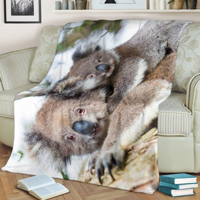 Cute Koala Bear Premium Blanket A5-PREMIUM BLANKETS-HP Arts-Premium Blanket - Cute Koala Bear Premium Blanket A5-Youth (56 x 43 inches / 140 x 110 cm)-Vibe Cosy™