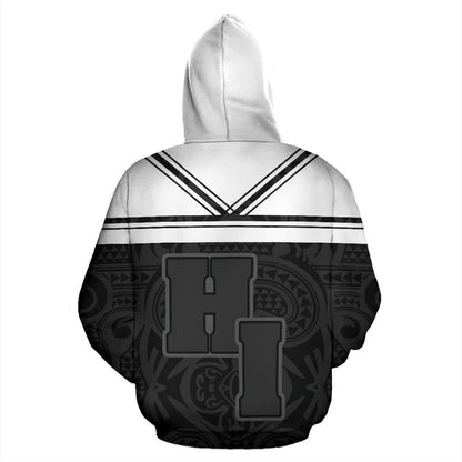 Hawaii Coat Of Arms Hoodie - Black And White J9-ALL OVER PRINT HOODIES (P)-Phaethon-Hoodie-S-Vibe Cosy™