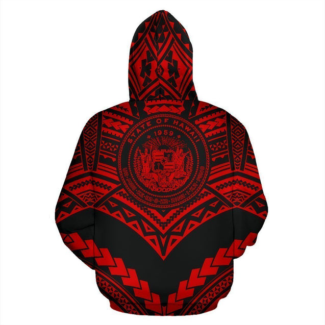 Hawaii Polynesian Tribal Hoodie - New Warrior Style Red Color - AH J1-ALL OVER PRINT HOODIES (P)-Phaethon-Hoodie-S-Vibe Cosy™