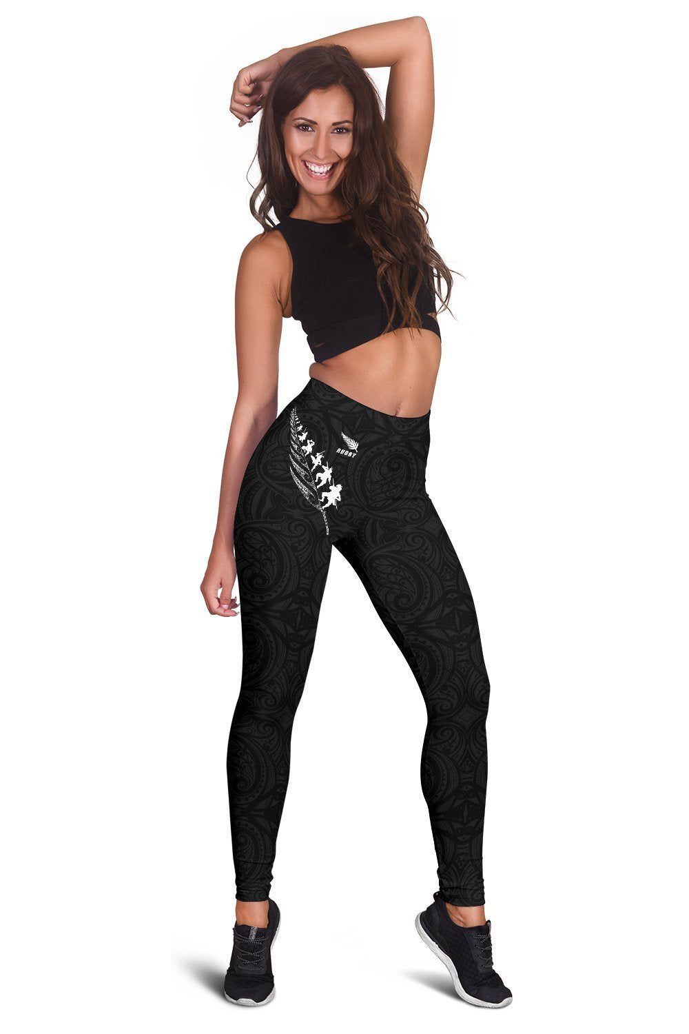 Rugby Haka Fern Black Leggings K24-Apparel-HD09-Legging-S-Vibe Cosy™