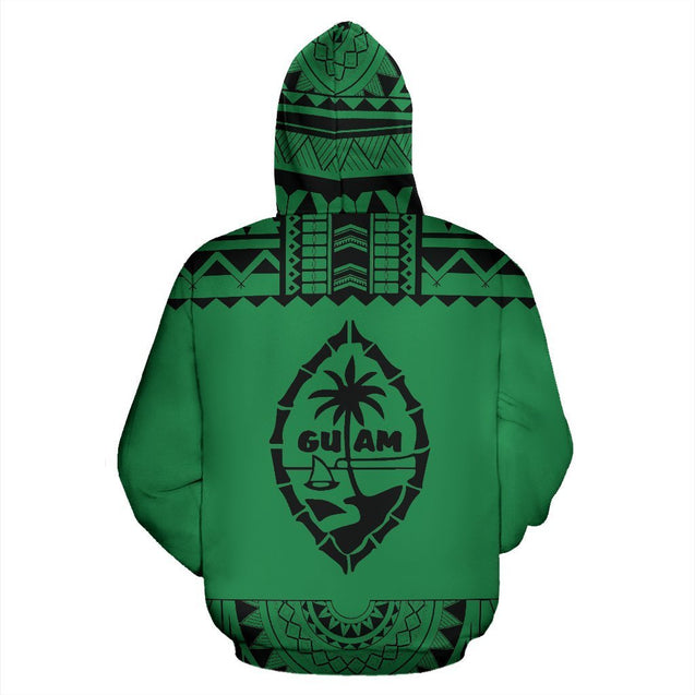 Guam All Over Hoodie - Polynesian Green And Black-ALL OVER PRINT HOODIES-HP Arts-Hoodie-S-Green And Black-Vibe Cosy™