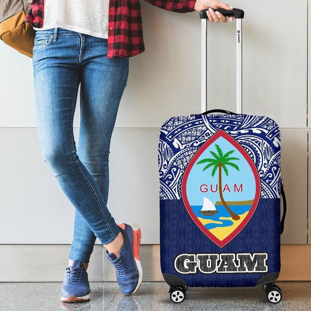 Guam Luggage Cover - Polynesian Design - BN09-LUGGAGE COVERS-polynesianprint-Guam-Small 18-22 in / 45-55 cm-Black-Vibe Cosy™