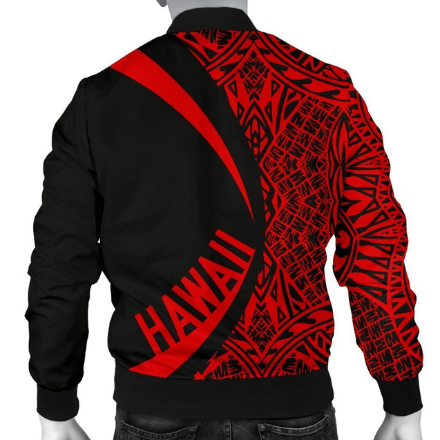 Hawaii Coat Of Arm Polynesian Men's Bomber Jacket - Circle Style 02 - AH - J1-BOMBER JACKETS (P)-Phaethon-Men's Bomber Jacket-S-White-Vibe Cosy™