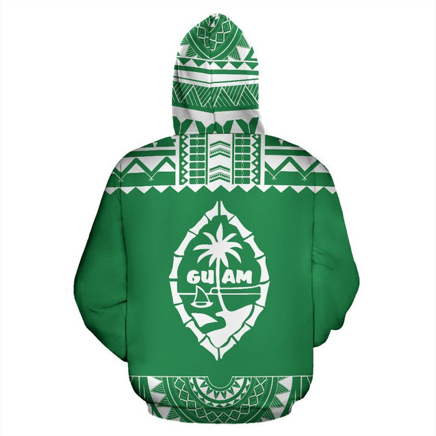 Guam All Over Hoodie - Polynesian Green And White-ALL OVER PRINT HOODIES-HP Arts-Hoodie-S-Green And White-Vibe Cosy™