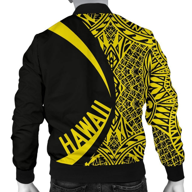 Hawaii Coat Of Arm Polynesian Men's Bomber Jacket - Circle Style 03 - AH - J1-BOMBER JACKETS (P)-Phaethon-Men's Bomber Jacket-S-White-Vibe Cosy™