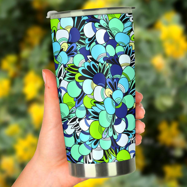 Funky Patterns in Blues - Travel Tumbler-Amaze Style™-Tumbler - Funky Patterns in Blues - Travel Tumbler-20oz Large-Vibe Cosy™