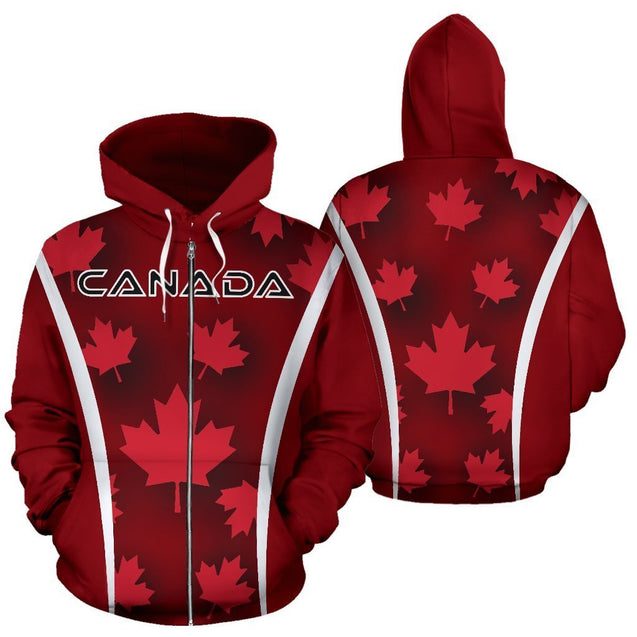 Canada Hoodie Red Maple Leaf Zip-Up PL-Apparel-PL8386-Zipped Hoodie-S-Vibe Cosy™