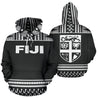 Fiji Tapa All Over Zip-Up Hoodie - Grey And White Version - BN09-Apparel-Khanh Arts-Hoodie-S-Vibe Cosy™