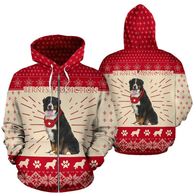 Switzerland Bernese Dog Addiction Hoodie K5-Apparel-Phaethon-Zip-S-Vibe Cosy™