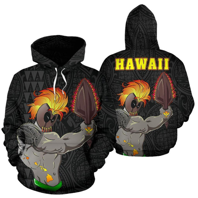 Hawaii Warrior Kanaka Map Polynesian Hoodie - AH - J1-Apparel-Phaethon-Hoodie-S-Vibe Cosy™