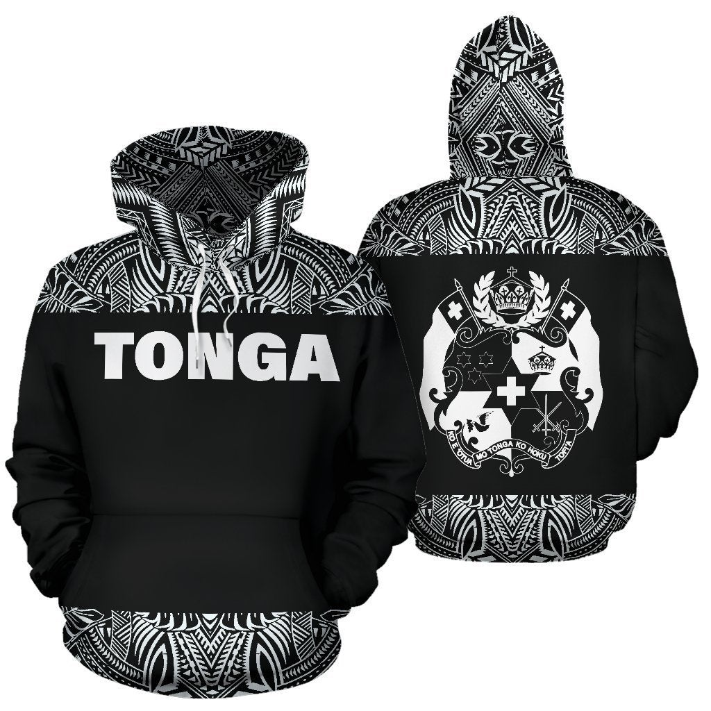Tonga All Over Hoodie - Polynesian Black And White - BN09-Apparel-Phaethon-Hoodie-S-Vibe Cosy™