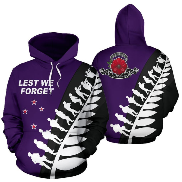 Lest We Forget - New Zealand Hoodie Purple K5-Apparel-Khanh Arts-Hoodie-S-Vibe Cosy™