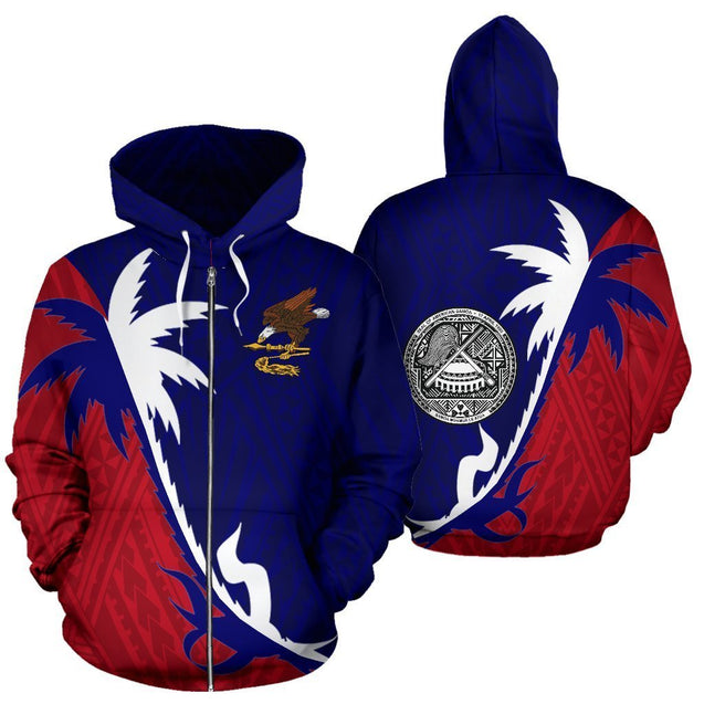 American Samoa Coconut Tree Hoodie PL-Apparel-PL8386-Zipped Hoodie-S-Vibe Cosy™